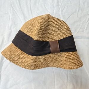 Target Cloche Sun Hat Paper Blend One Size Black Ribbon Belt Band